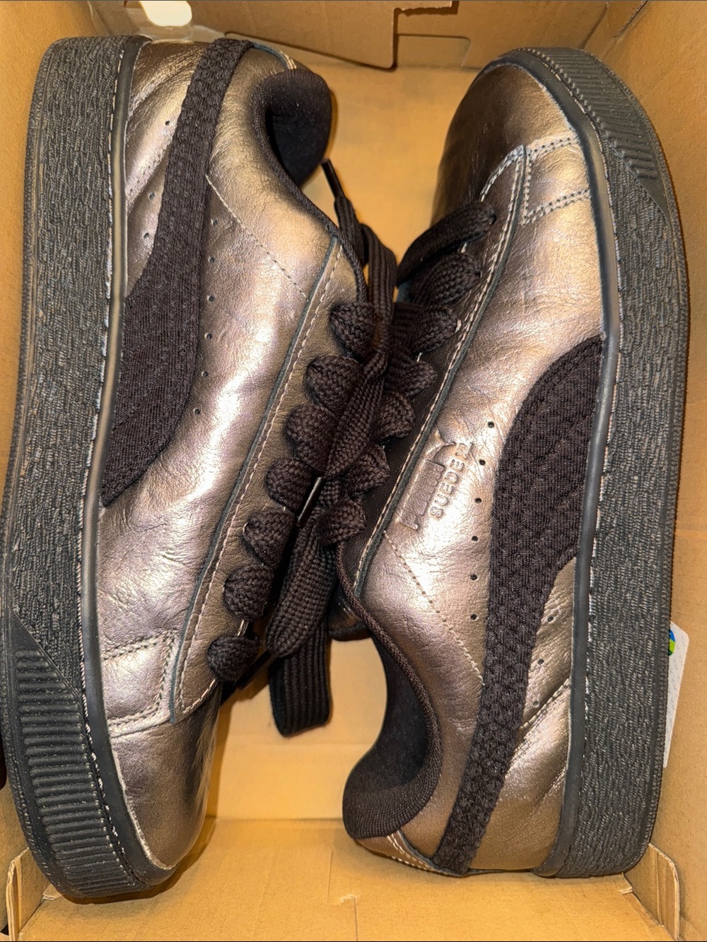 MAKE OFFER! Puma Suede XL Galactic Sneakers Shoes Black & Silver Men's 12 US